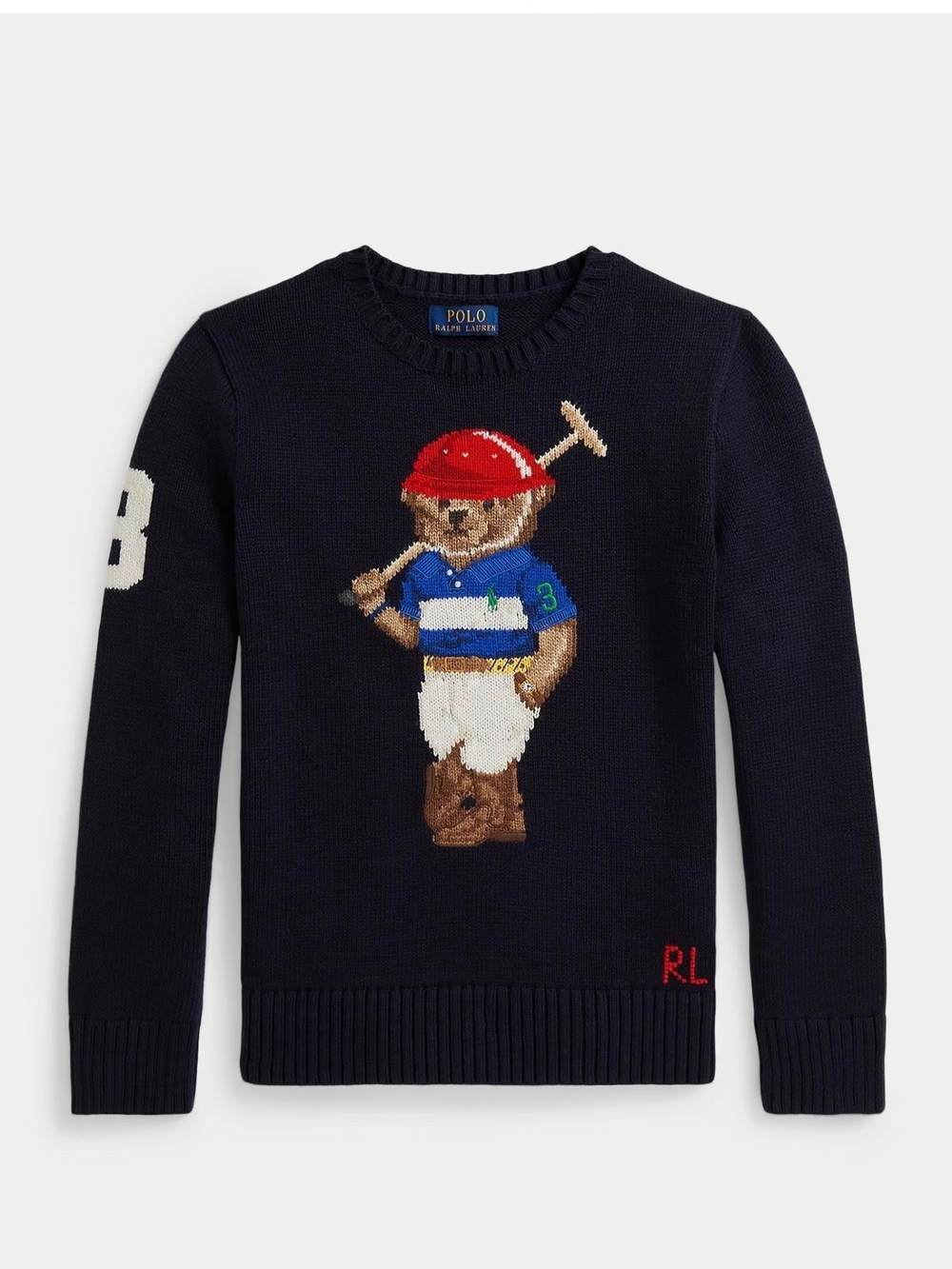 Polo Ralph Lauren Navy Polo Bear Sweater with Red Helmet